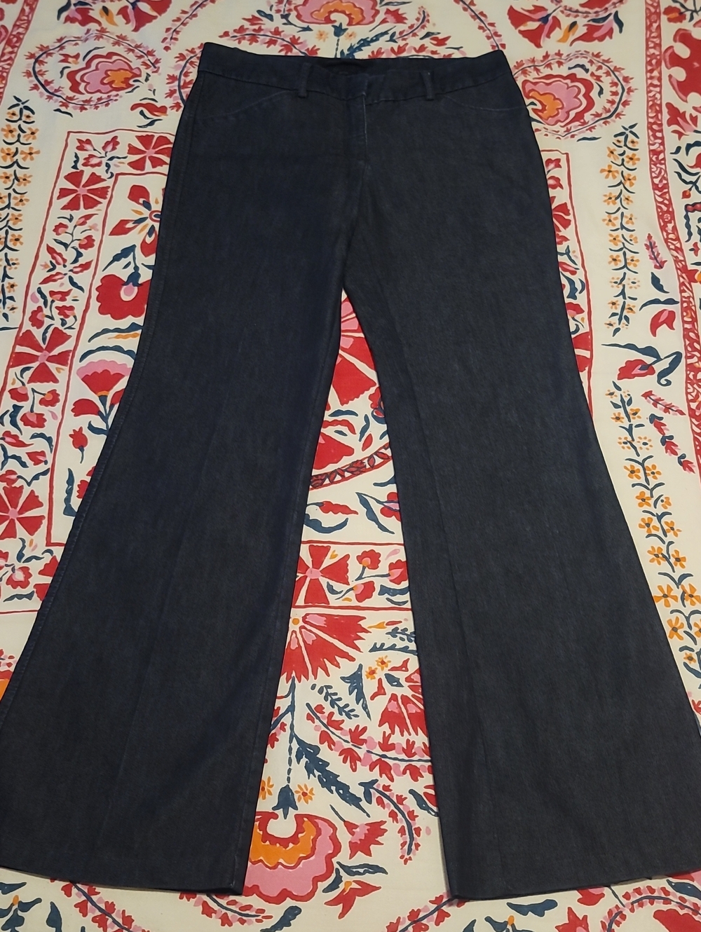 Express Womens Editor Addition Dark Blue Wide Leg Flare Tailored Denim Trouser